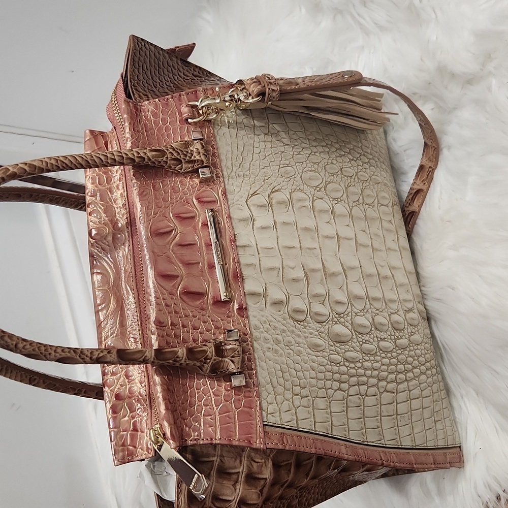 🤎🔹️ Brahmin🔹️ Priscilla Limestone genuine Leather Baracoa Satchel - Picture 12 of 17